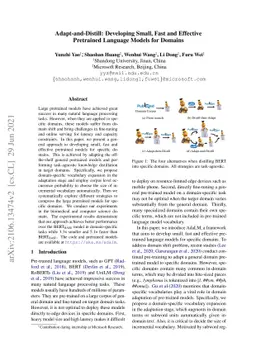 Adapt-and-Distill: Developing Small, Fast and Effective Pretrained
  Language Models for Domains