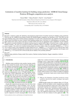 Limitations of machine learning for building energy prediction: ASHRAE
  Great Energy Predictor III Kaggle competition error analysis