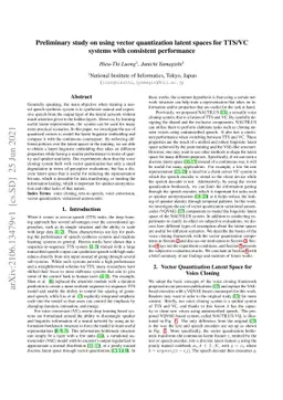 Preliminary study on using vector quantization latent spaces for TTS/VC
  systems with consistent performance