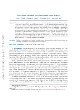 Tensor-based framework for training flexible neural networks