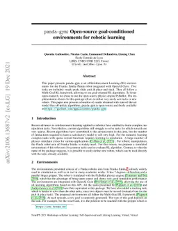 panda-gym: Open-source goal-conditioned environments for robotic
  learning