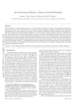 Active Learning in Robotics: A Review of Control Principles