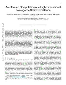 Accelerated Computation of a High Dimensional Kolmogorov-Smirnov
  Distance