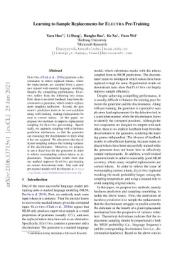 Learning to Sample Replacements for ELECTRA Pre-Training