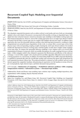 Recurrent Coupled Topic Modeling over Sequential Documents