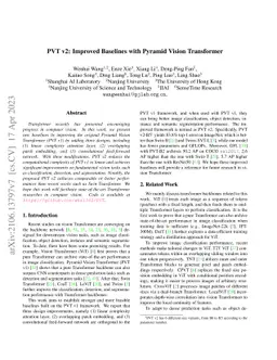 PVT v2: Improved Baselines with Pyramid Vision Transformer
