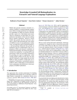 Knowledge-Grounded Self-Rationalization via Extractive and Natural
  Language Explanations