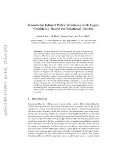 Knowledge Infused Policy Gradients with Upper Confidence Bound for
  Relational Bandits