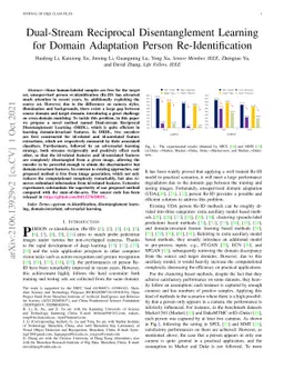 Dual-Stream Reciprocal Disentanglement Learning for Domain Adaptation
  Person Re-Identification