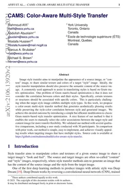 CAMS: Color-Aware Multi-Style Transfer