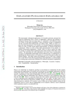 Explanatory Pluralism in Explainable AI