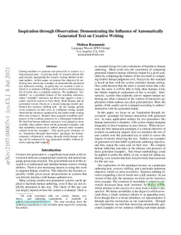 Inspiration through Observation: Demonstrating the Influence of
  Automatically Generated Text on Creative Writing