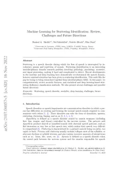 Machine Learning for Stuttering Identification: Review, Challenges and
  Future Directions
