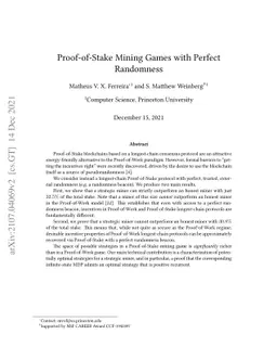 Proof-of-Stake Mining Games with Perfect Randomness