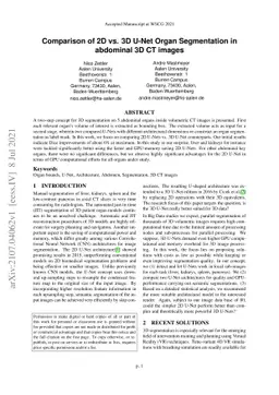 Comparison of 2D vs. 3D U-Net Organ Segmentation in abdominal 3D CT
  images