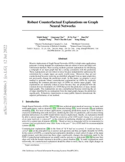 Robust Counterfactual Explanations on Graph Neural Networks