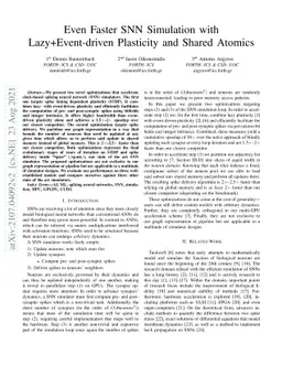 Even Faster SNN Simulation with Lazy+Event-driven Plasticity and Shared
  Atomics