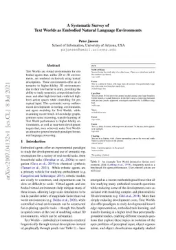 A Systematic Survey of Text Worlds as Embodied Natural Language
  Environments