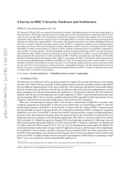A Survey on RISC-V Security: Hardware and Architecture