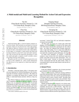 A Multi-modal and Multi-task Learning Method for Action Unit and
  Expression Recognition