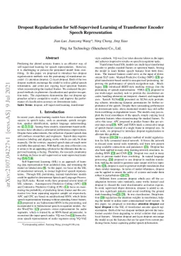 Dropout Regularization for Self-Supervised Learning of Transformer
  Encoder Speech Representation
