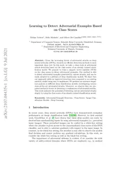 Learning to Detect Adversarial Examples Based on Class Scores