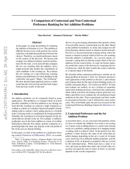 A Comparison of Contextual and Non-Contextual Preference Ranking for Set
  Addition Problems