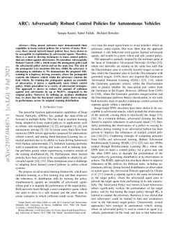 ARC: Adversarially Robust Control Policies for Autonomous Vehicles