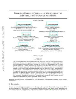 Bayesian Error-in-Variables Models for the Identification of Power
  Networks