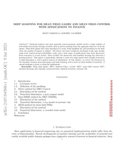 Deep Learning for Mean Field Games and Mean Field Control with
  Applications to Finance