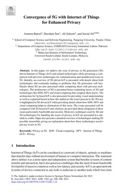 Convergence of 5G with Internet of Things for Enhanced Privacy