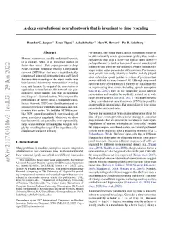 A deep convolutional neural network that is invariant to time rescaling