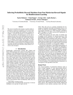 Inferring Probabilistic Reward Machines from Non-Markovian Reward
  Processes for Reinforcement Learning