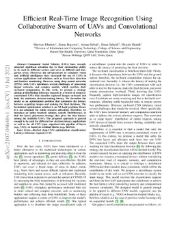 Efficient Real-Time Image Recognition Using Collaborative Swarm of UAVs
  and Convolutional Networks