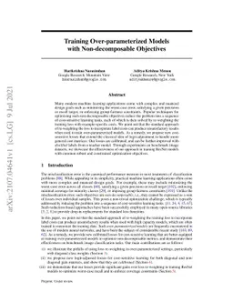 Training Over-parameterized Models with Non-decomposable Objectives