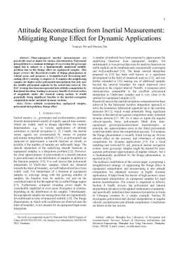 Attitude Reconstruction from Inertial Measurement: Mitigating Runge
  Effect for Dynamic Applications
