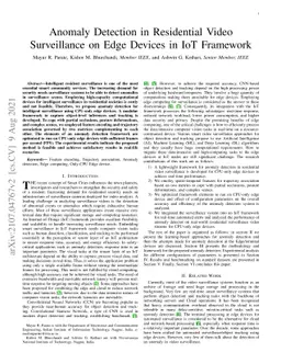 Anomaly Detection in Residential Video Surveillance on Edge Devices in
  IoT Framework