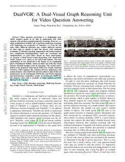 DualVGR: A Dual-Visual Graph Reasoning Unit for Video Question Answering
