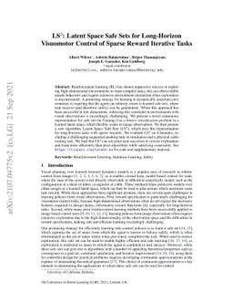 LS3: Latent Space Safe Sets for Long-Horizon Visuomotor Control of
  Sparse Reward Iterative Tasks