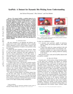 SynPick: A Dataset for Dynamic Bin Picking Scene Understanding