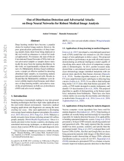 Out of Distribution Detection and Adversarial Attacks on Deep Neural
  Networks for Robust Medical Image Analysis