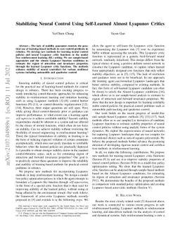 Stabilizing Neural Control Using Self-Learned Almost Lyapunov Critics