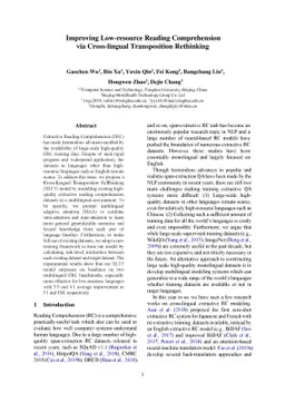 Improving Low-resource Reading Comprehension via Cross-lingual
  Transposition Rethinking