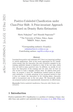 Positive-Unlabeled Classification under Class-Prior Shift: A
  Prior-invariant Approach Based on Density Ratio Estimation