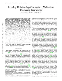Locality Relationship Constrained Multi-view Clustering Framework