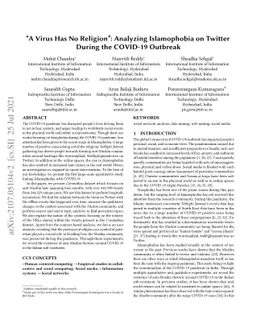 "A Virus Has No Religion": Analyzing Islamophobia on Twitter During the
  COVID-19 Outbreak
