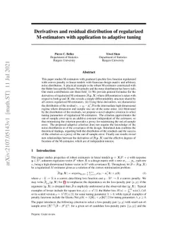 Derivatives and residual distribution of regularized M-estimators with application to adaptive tuning