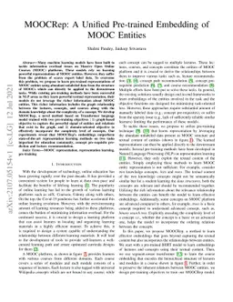 MOOCRep: A Unified Pre-trained Embedding of MOOC Entities