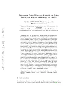Document Embedding for Scientific Articles: Efficacy of Word Embeddings
  vs TFIDF