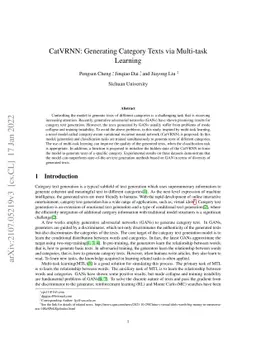 CatVRNN: Generating Category Texts via Multi-task Learning